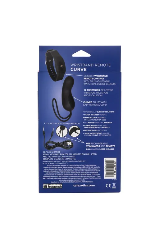 компактный вибромассажер с управлением при помощи браслета wristband remote curve в 