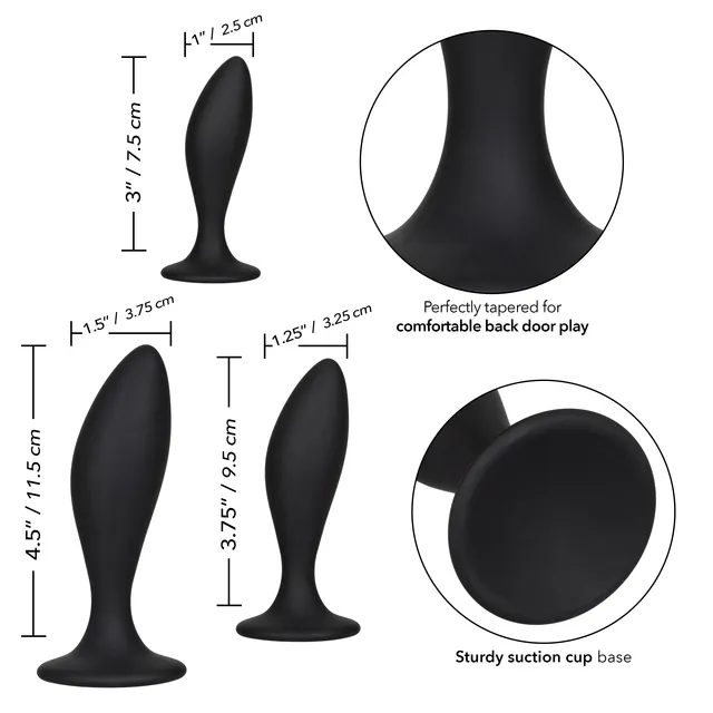 набор из трех анальных пробок silicone curve anal kit в 