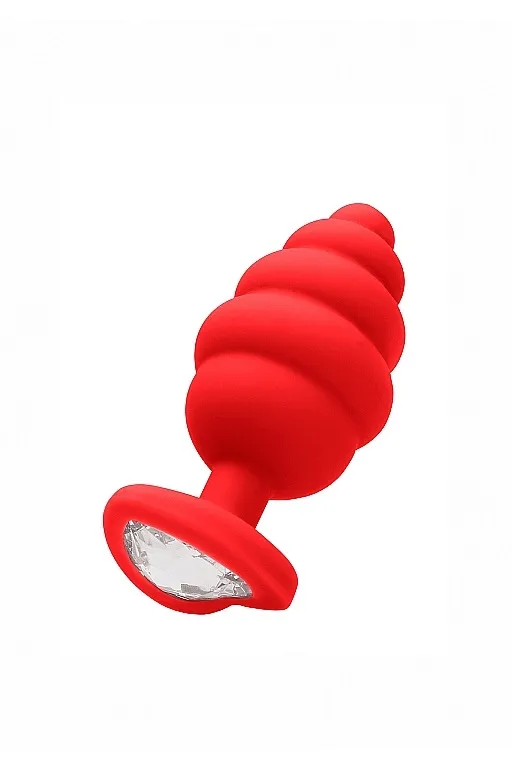 Анальная пробка Large Ribbed Diamond Heart Plug