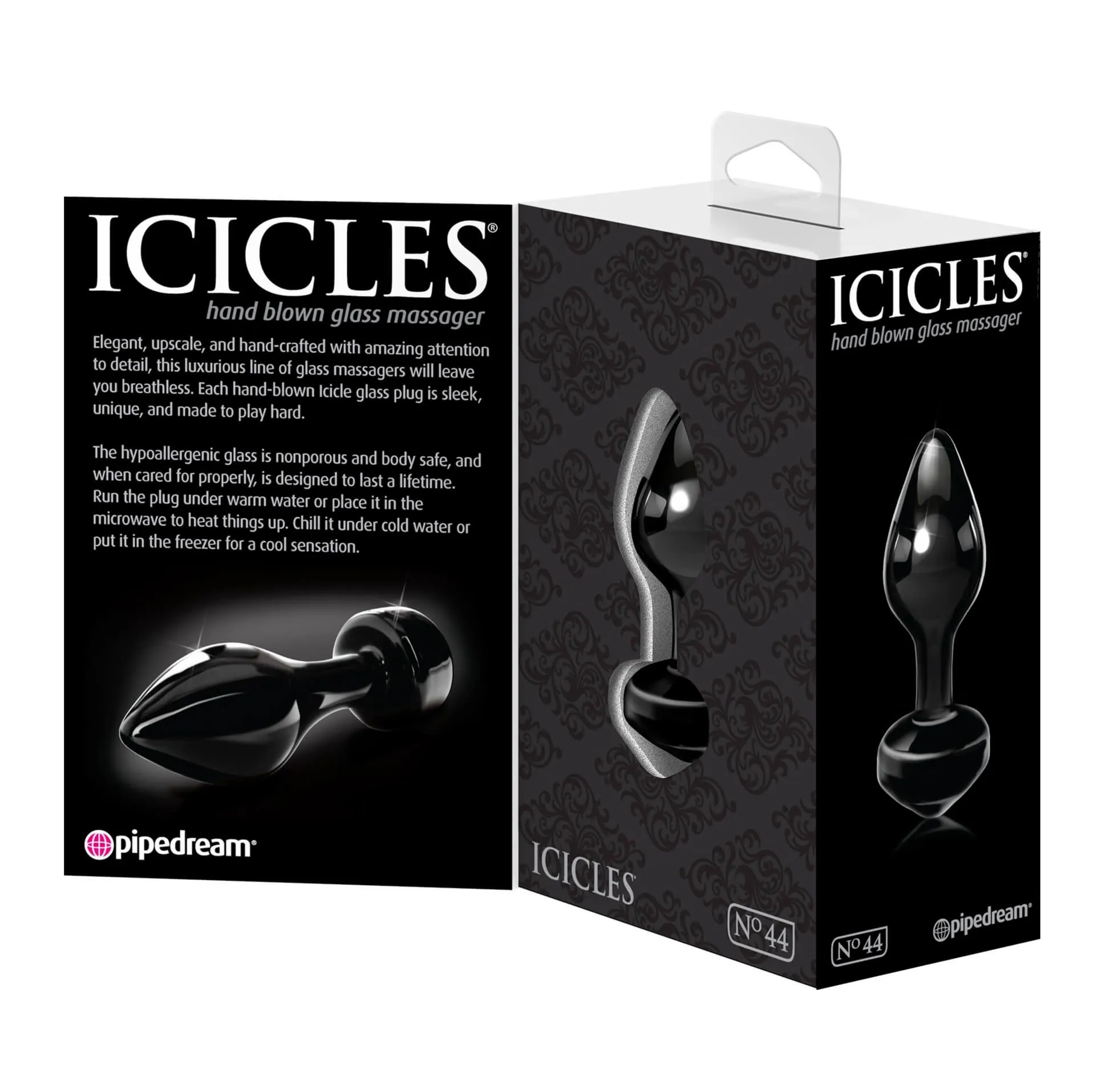 пробка стеклянная pipedream icicles №44, черная в 