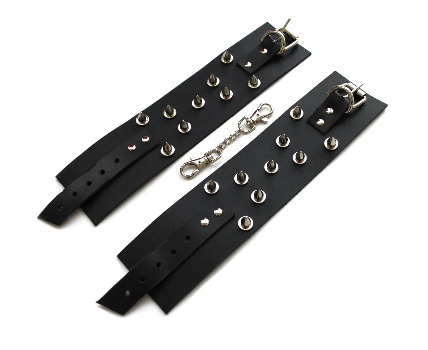 поножи декоративные кожаные pinkrabbit c шипами, черные в 