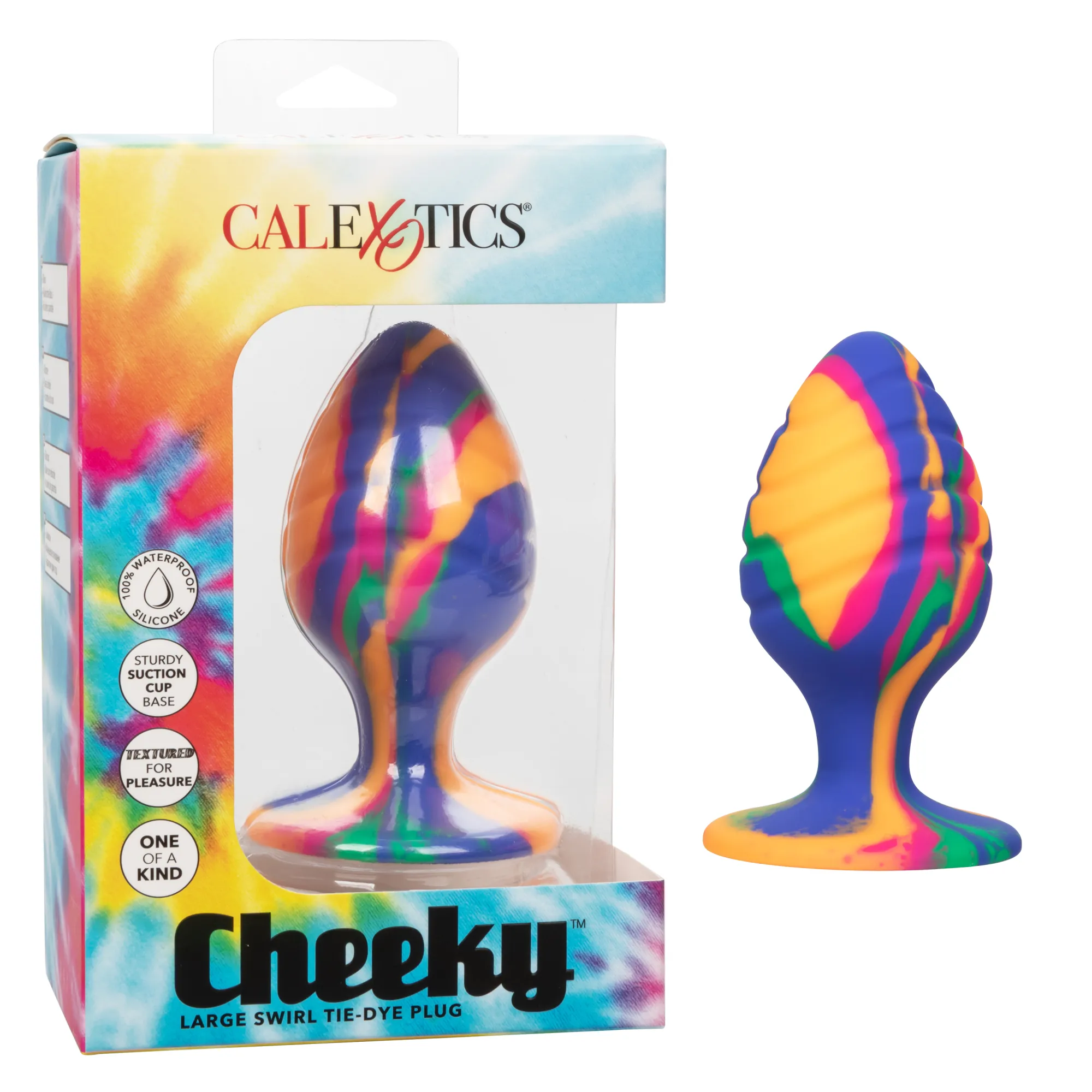текстурированная анальная пробка l из силикона cheeky lrg swirl tie-dye plug в 