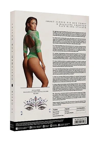 Эротическое боди с рукавами 3/4 и наклейкой - o/s в 