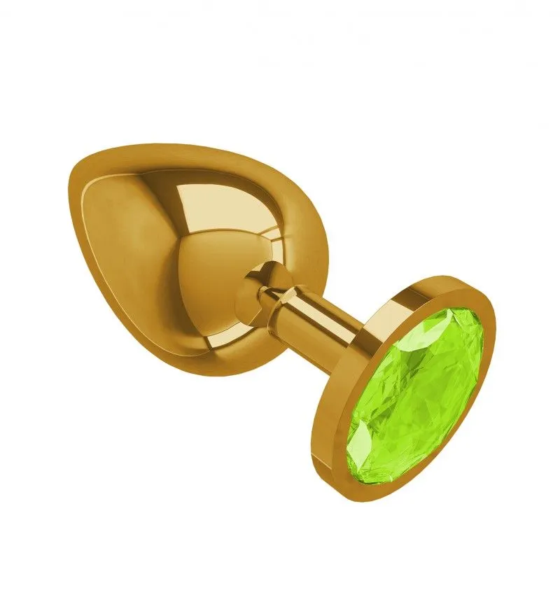 анальная втулка gold большая с кристаллом цвета лайма в 
