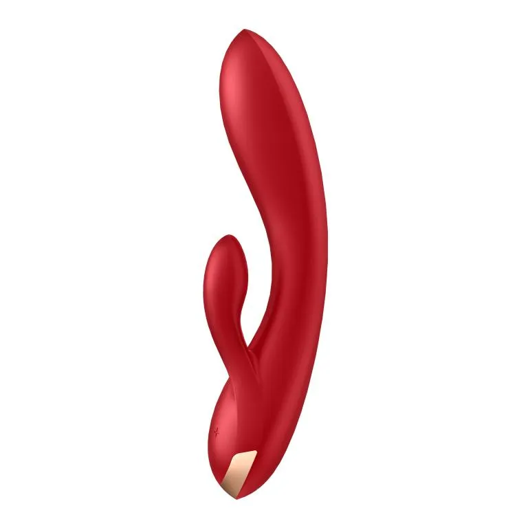 вибратор-кролик satisfyer double flex с двумя клиторальными отростками (красный) в 