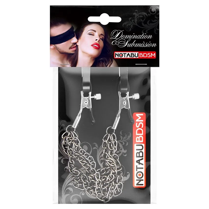 зажимы на соски notabu bdsm с тремя цепочками в 