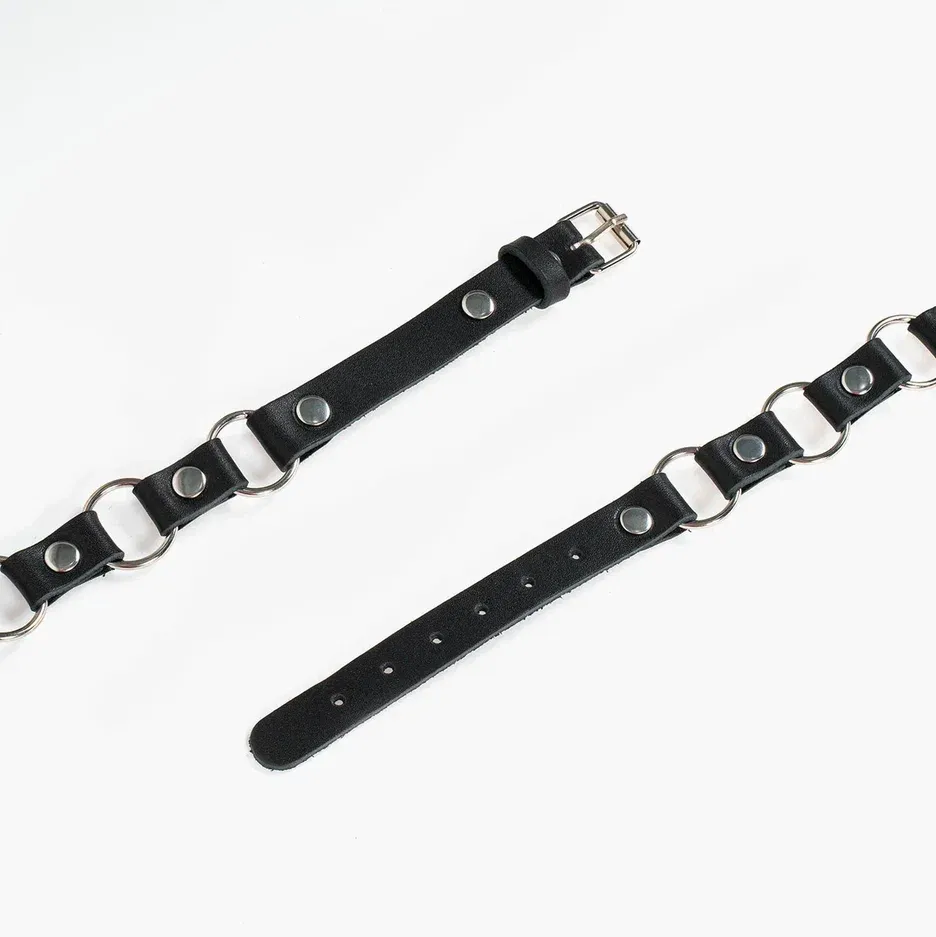 чокер pink rabbit кожаный с кольцами в 