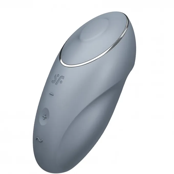 вибромассажер satisfyer tap & climax 1, силикон, серо-голубой, 11 см в 