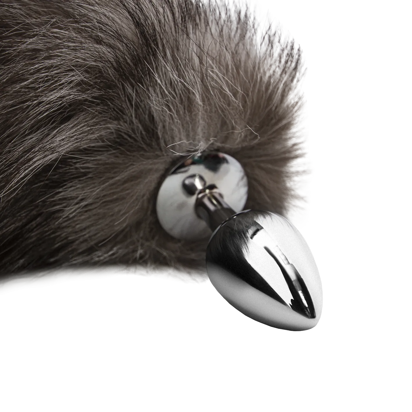 пробка анальная со съемным серым хвостом в 