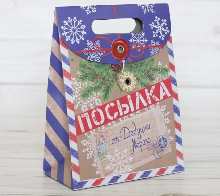 Пакет с клапаном "Посылка от Деда Мороза"