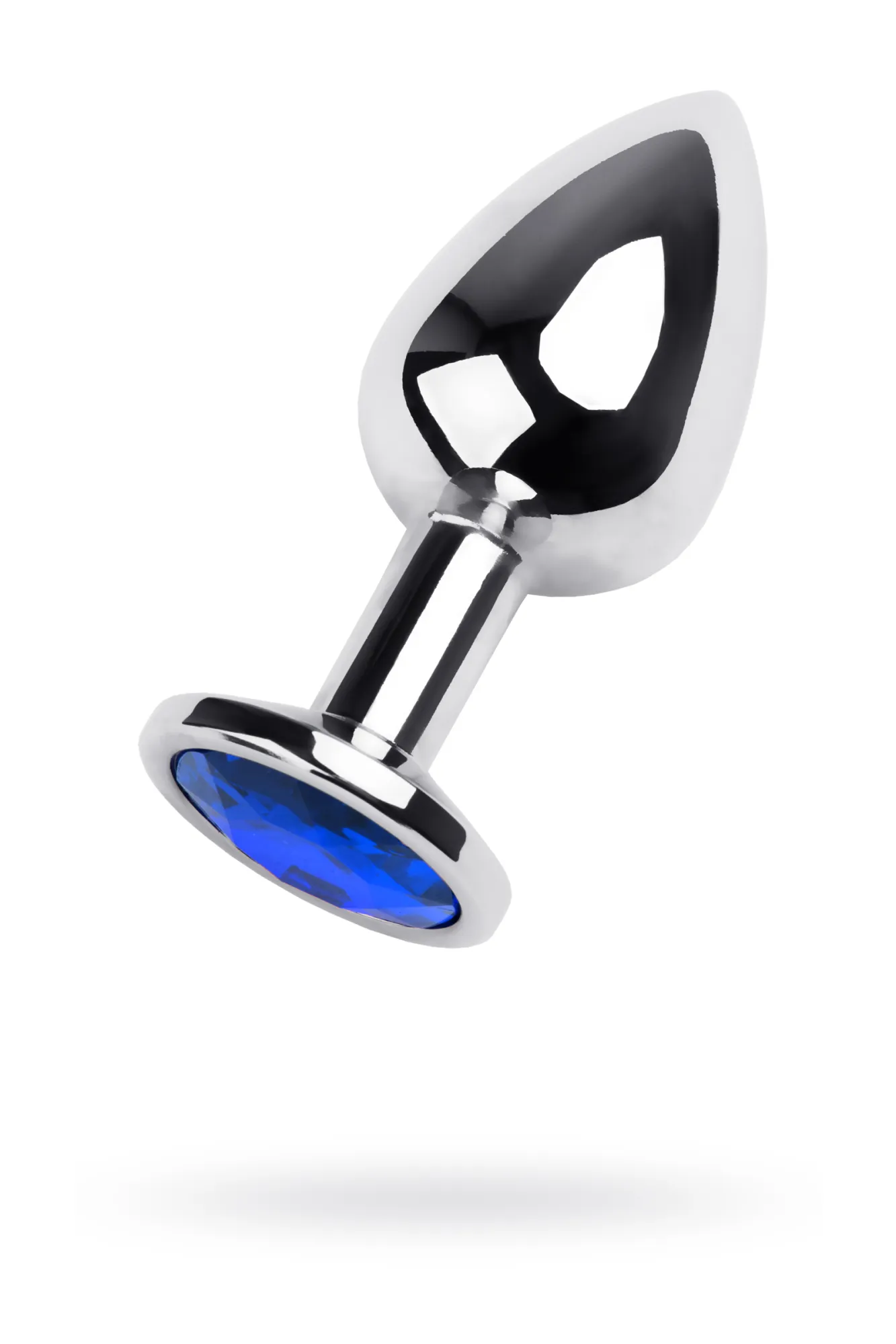 Анальная втулка Metal by TOYFA, металл, серебряная, с синим кристаллом