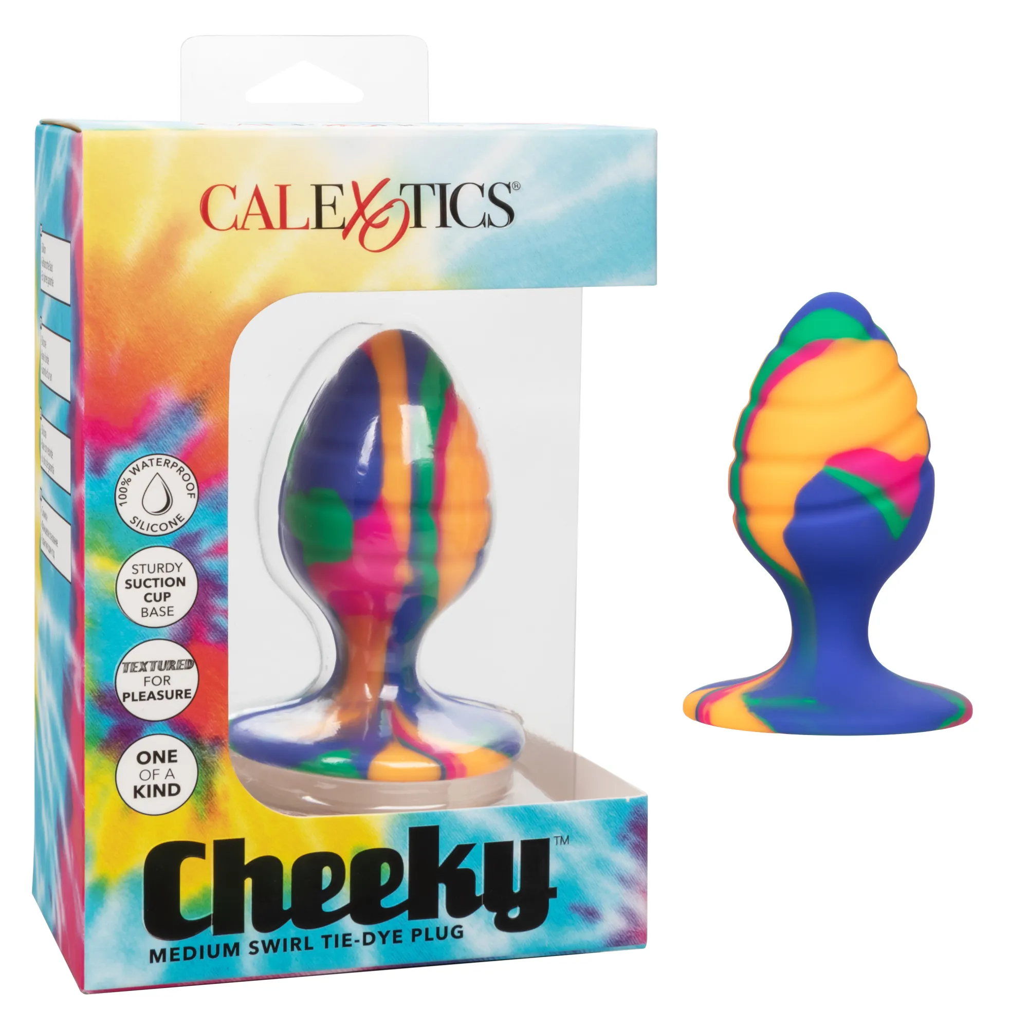 текстурированная анальная пробка m из силикона cheeky med swirl tie-dye plug в 