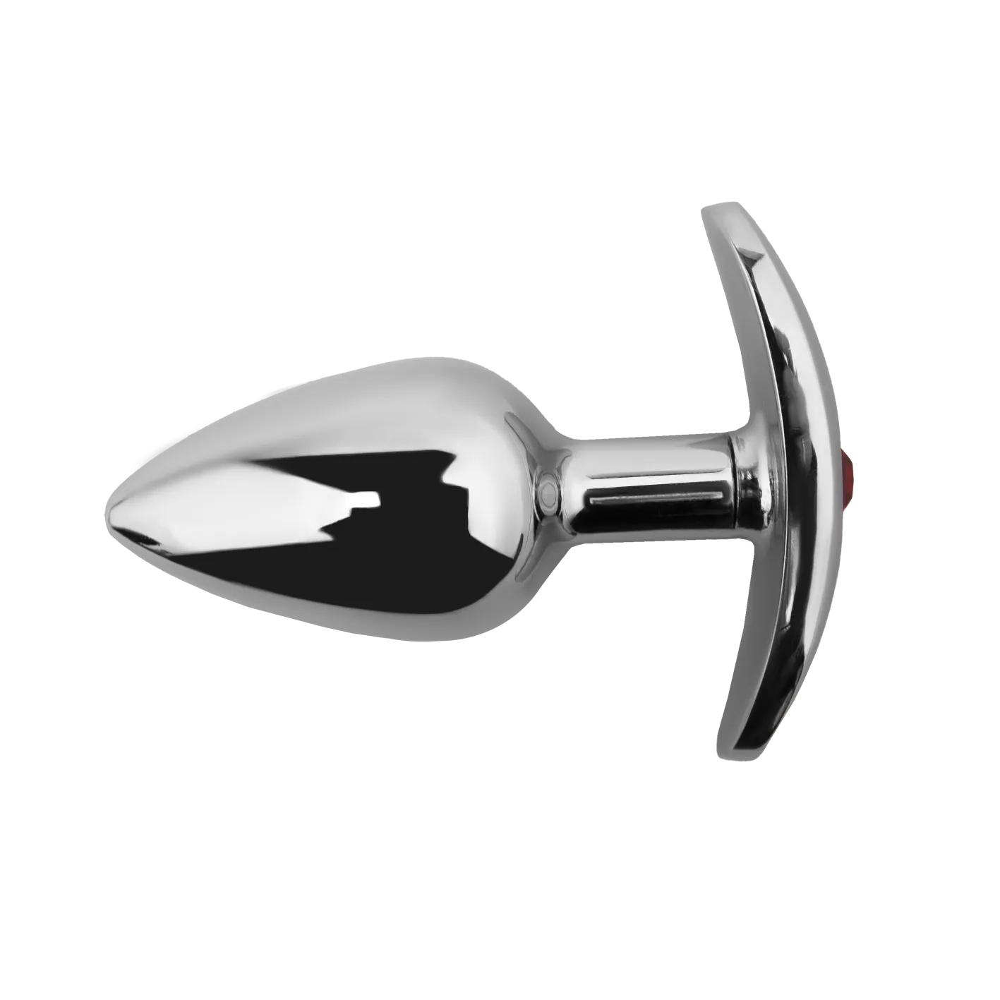 серебряная анальная пробка для ношения c красным кристаллом small в 