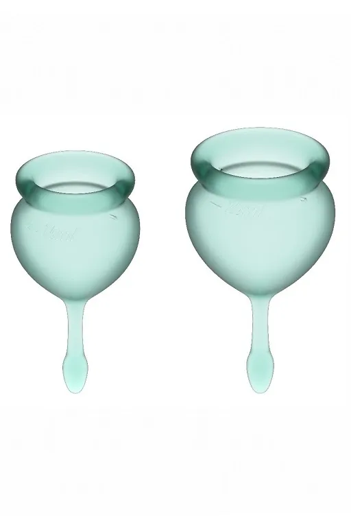 набор менструальных чаш satisfyer feel good menstrual cup (dark green) в 