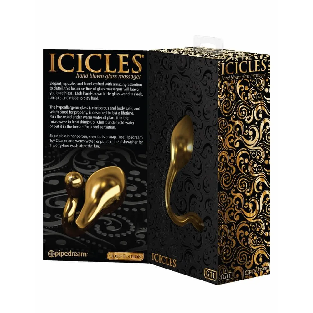 анальная пробка pipedream icicles gold edition g11, стеклянная в 