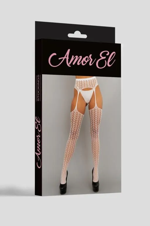 Эротическое колготки (имитация чулок с поясом) amor el (s/l),белые в 