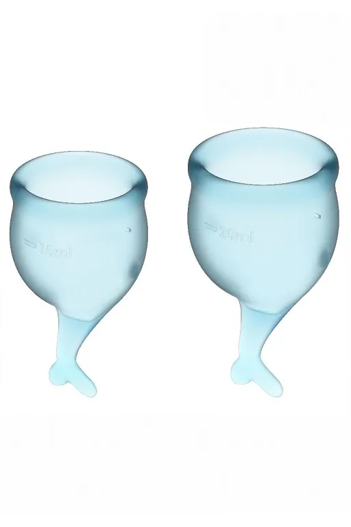 набор менструальных чаш satisfyer feel secure menstrual cup (light blue) в 