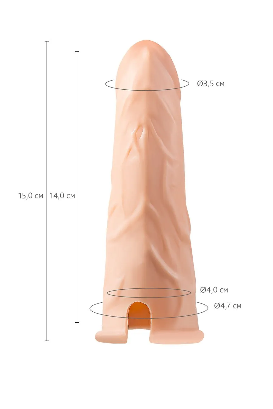 фаллопротез realstick strap-on conall, tpe, телесный, 14 см в 