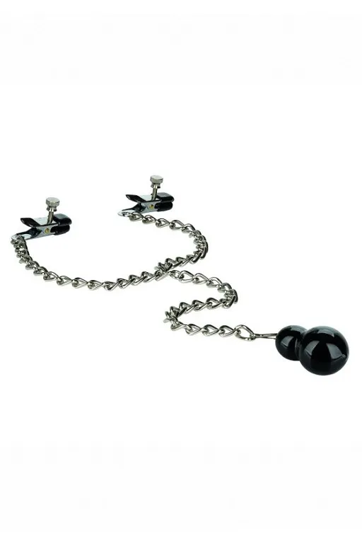 зажимы-прищепки (украшения) для сосков с цепочкой и утяжелителем weighted dual tier nipple clamps в 