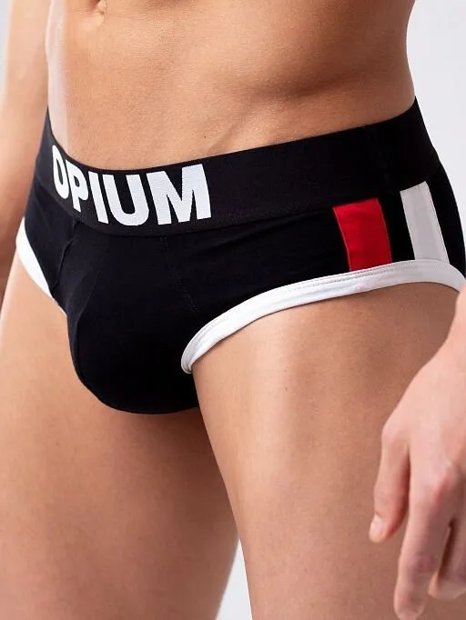 Эротическое трусы мужские слипы opium r137, черные в 