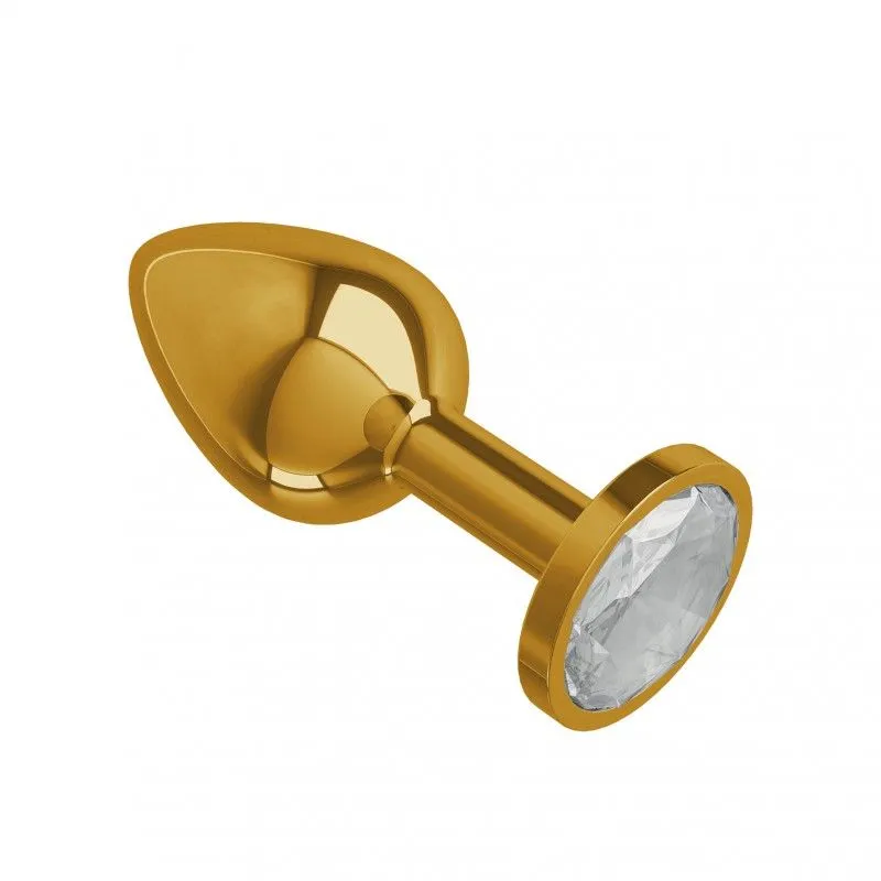 анальная втулка gold малая с прозрачным кристаллом в 