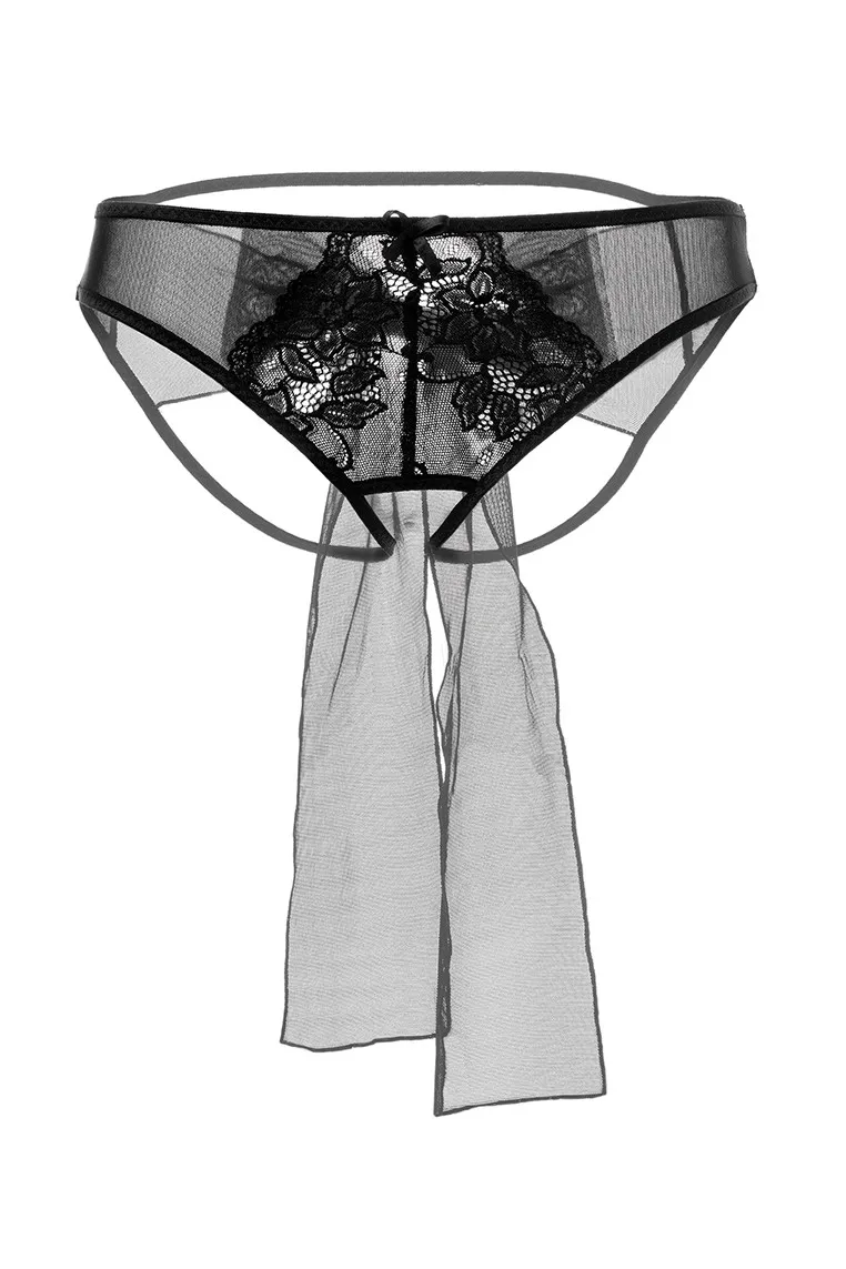 Эротическое эротические трусики с бантом erolanta mia, чёрные в 