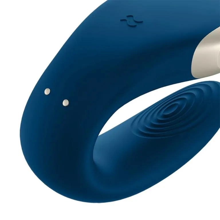 парный вибратор satisfyer double love с возможностью управления через пульт и приложение (голубой) в 