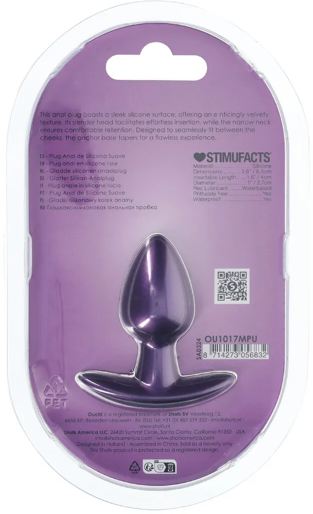 анальная пробка из силикона s - metallic pur в 