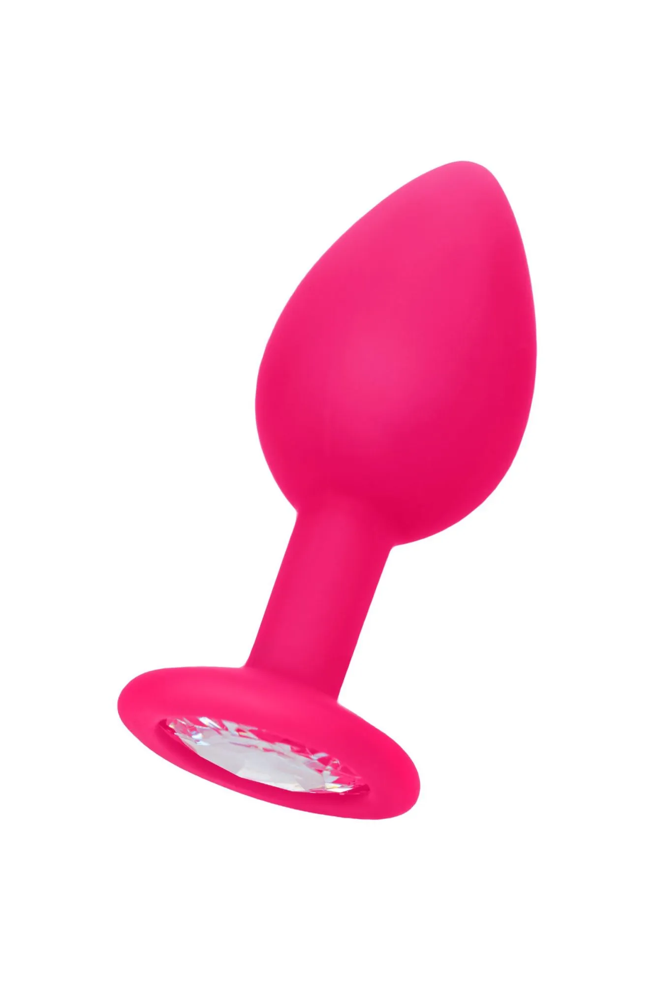 анальная втулка штучки-дрючки, с прозрачным кристаллом, силикон, розовая в 