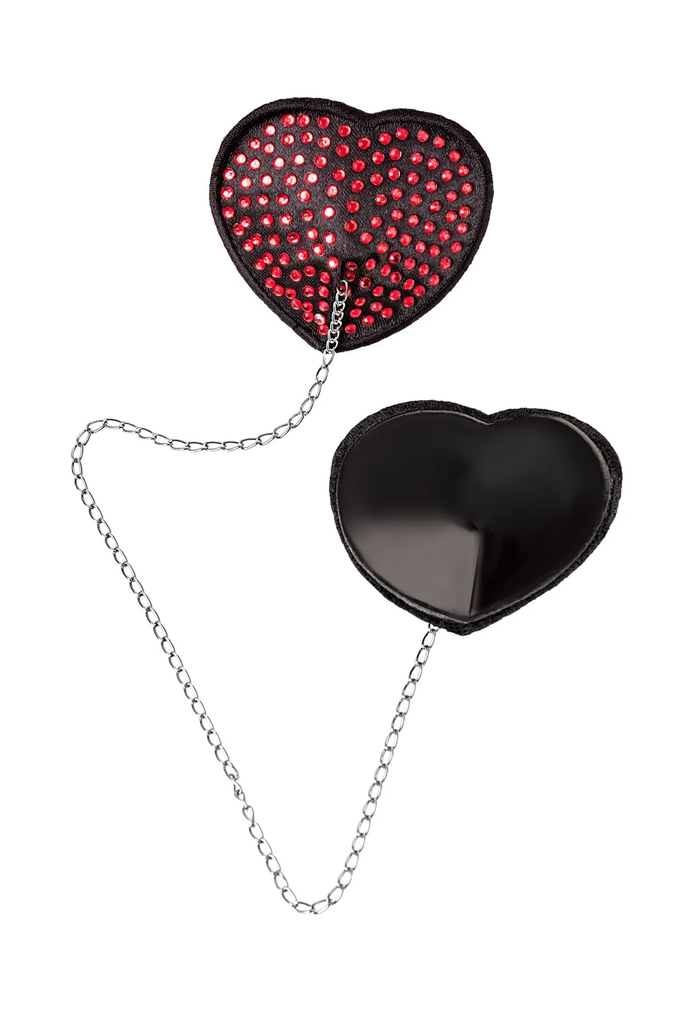 Эротическое пэстис erolanta sierra, в форме сердец, со стразами и цепочкой, черный-красный в 