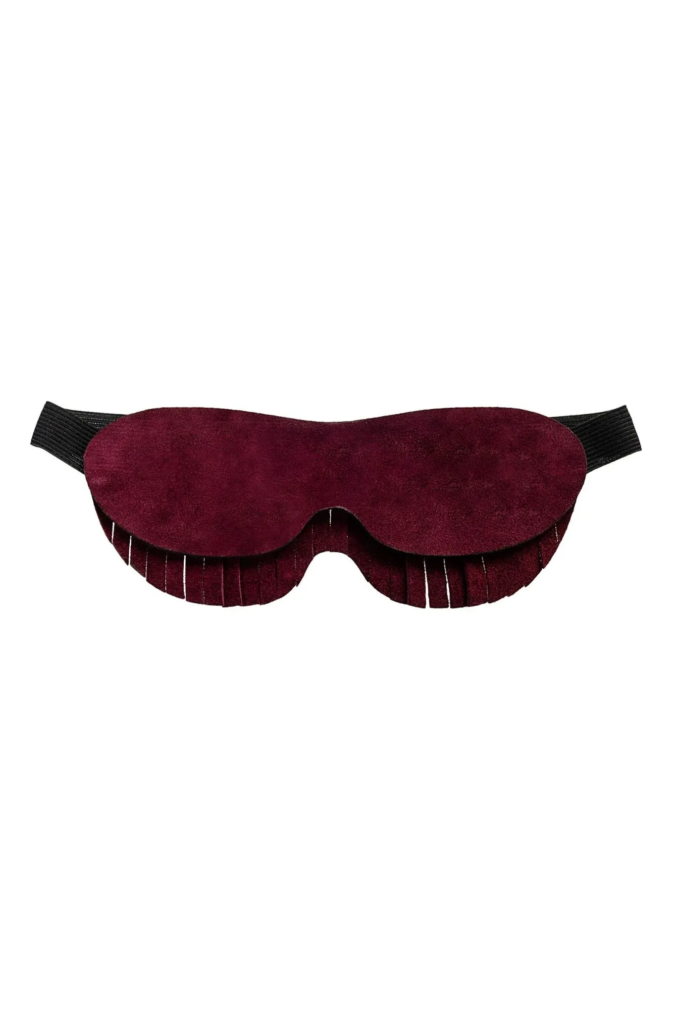 маска pecado bdsm, с бахромой, натуральный велюр, бордовая в 