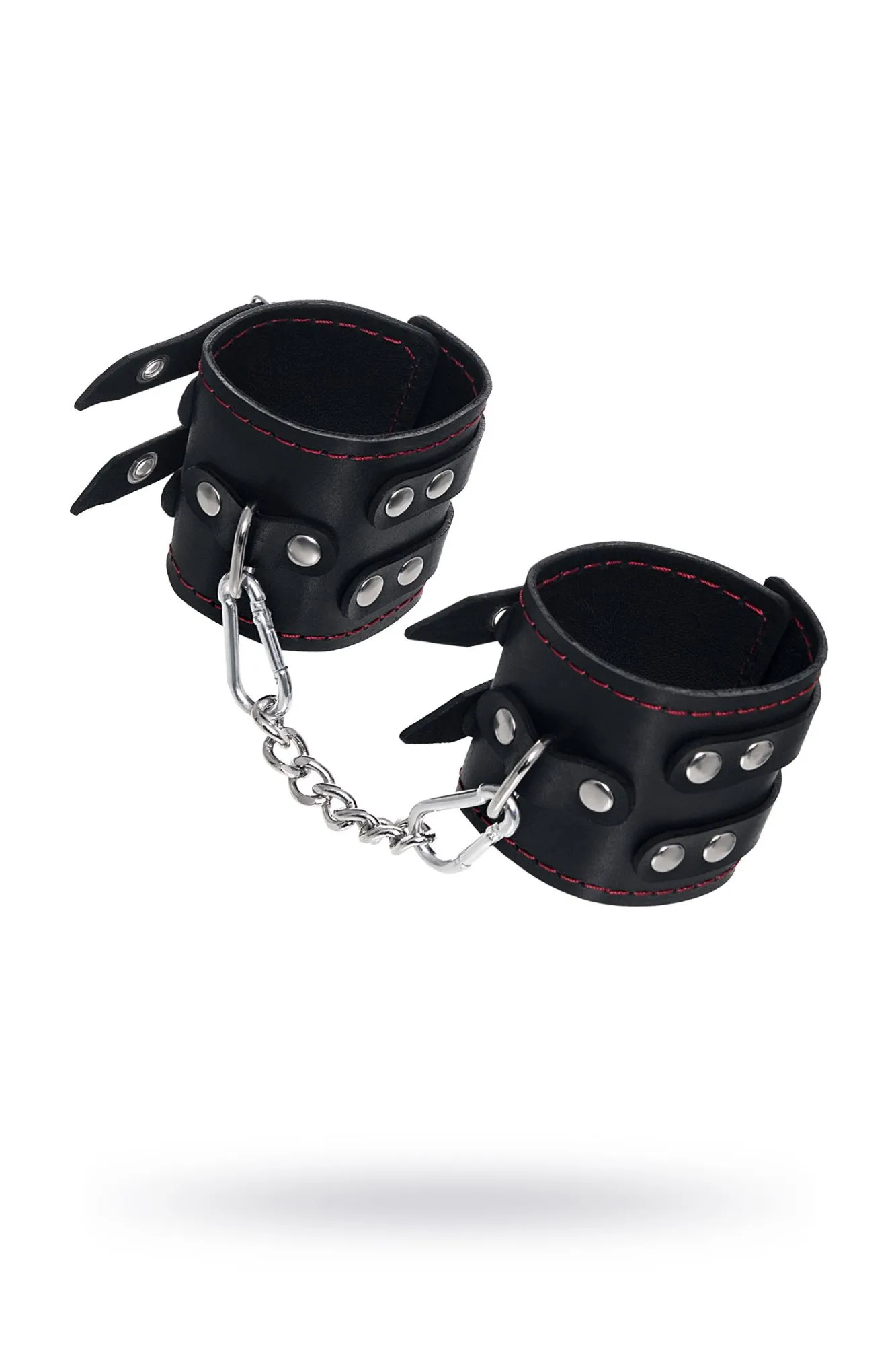 наручники pecado bdsm, с двумя ремнями и черной подкладкой, натуральная кожа, черные в 