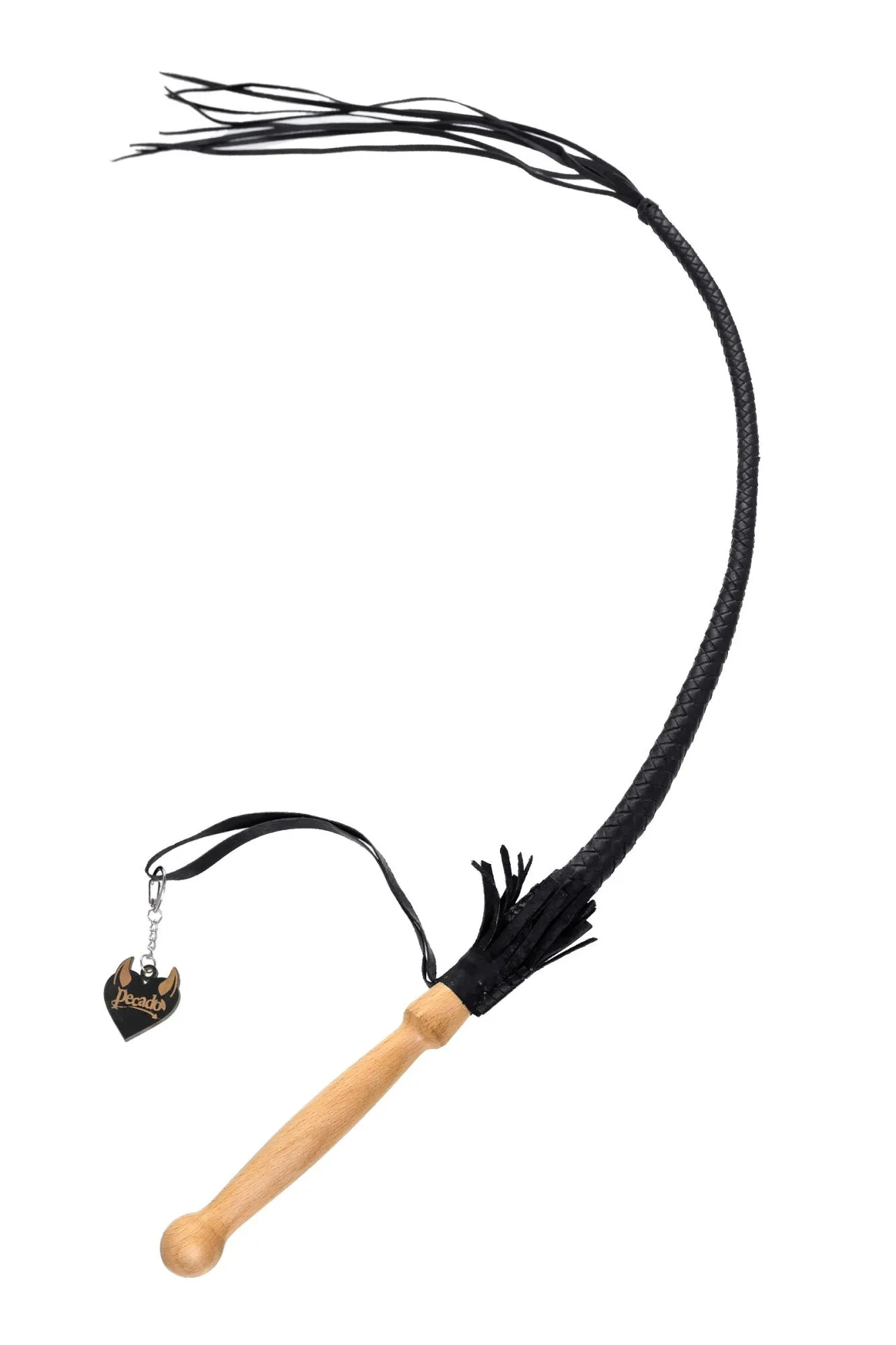 кнут плетеный pecado bdsm, натуральная кожа, чёрный, 75 см в 