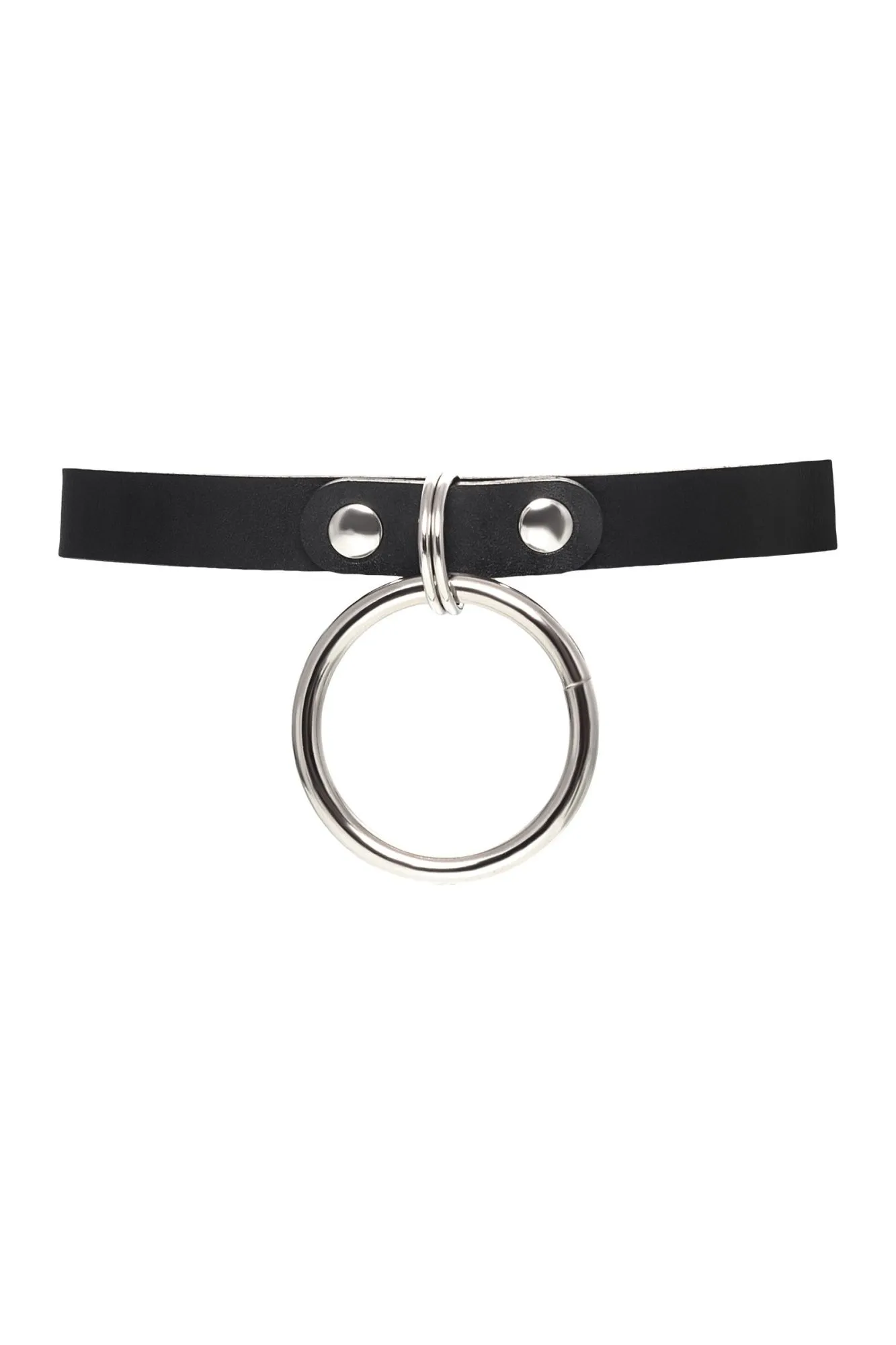 чокер pecado bdsm, с круглым кольцом, модель 2, натуральная кожа, чёрный в 