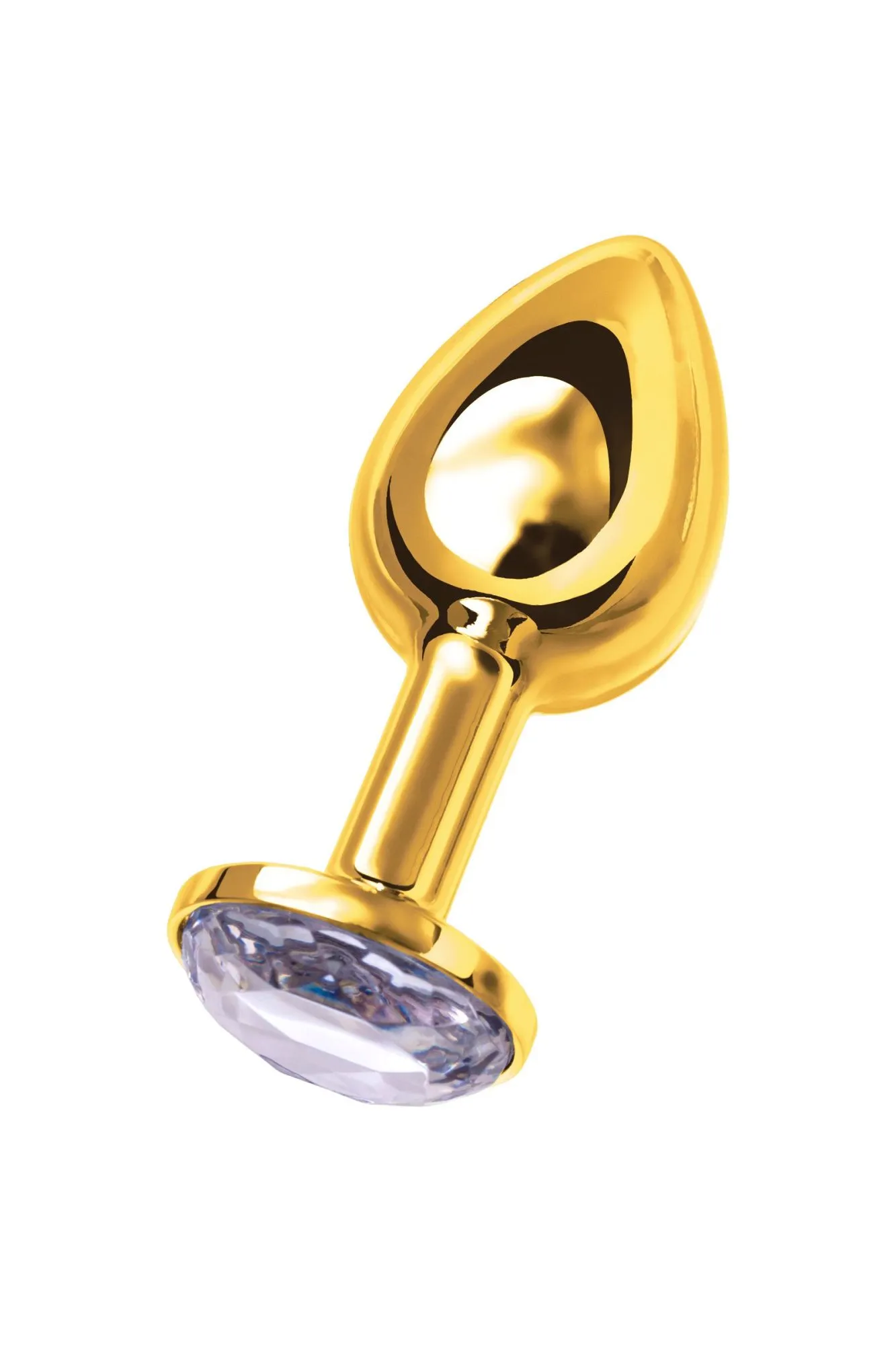 анальная втулка metal by toyfa, металл, золотая, с белым кристаллом, 7,5 см, ø 3 см, 145 г в 