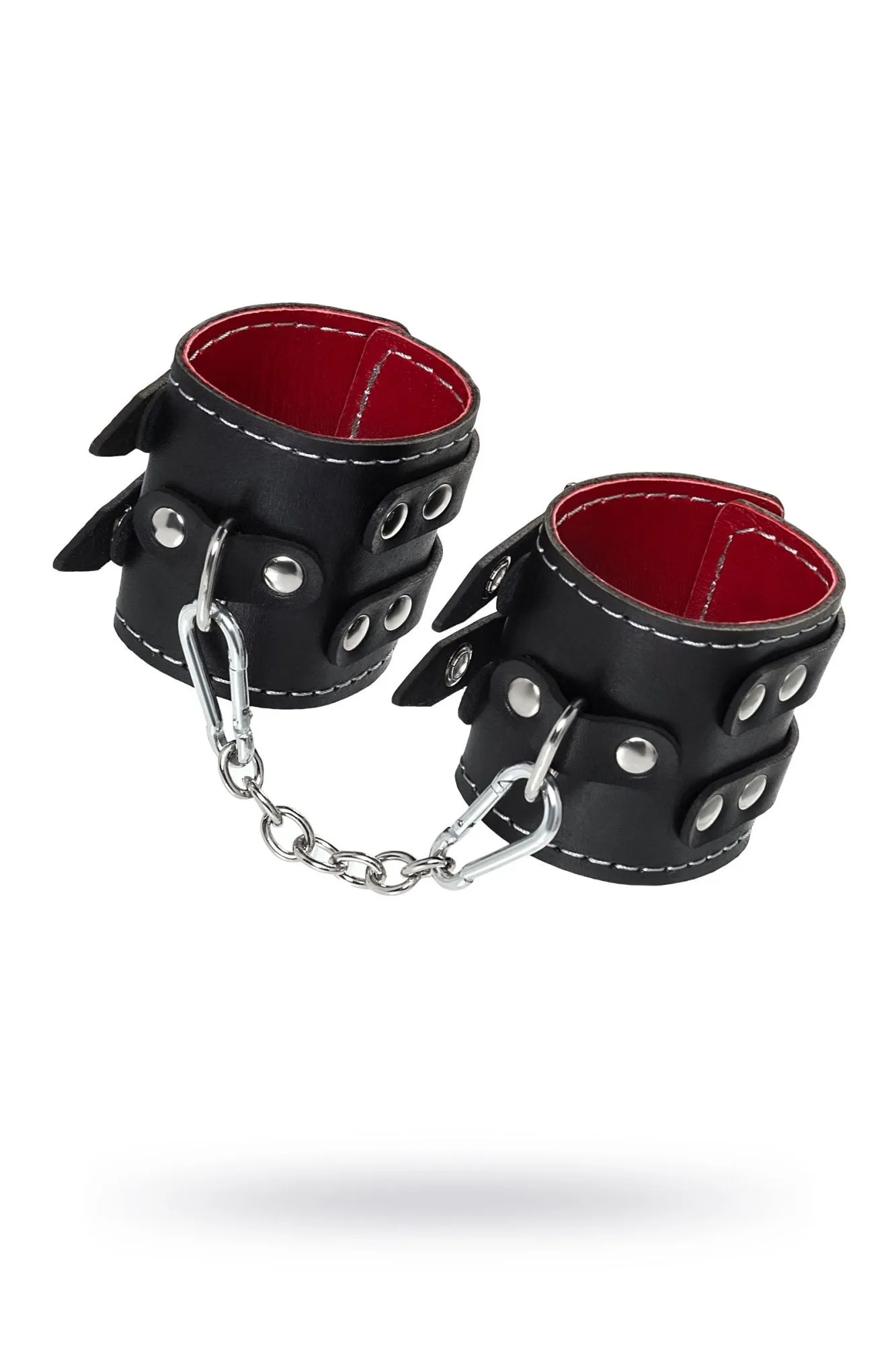 наручники pecado bdsm, с двумя ремнями и красной подкладкой, натуральная кожа, черные в 
