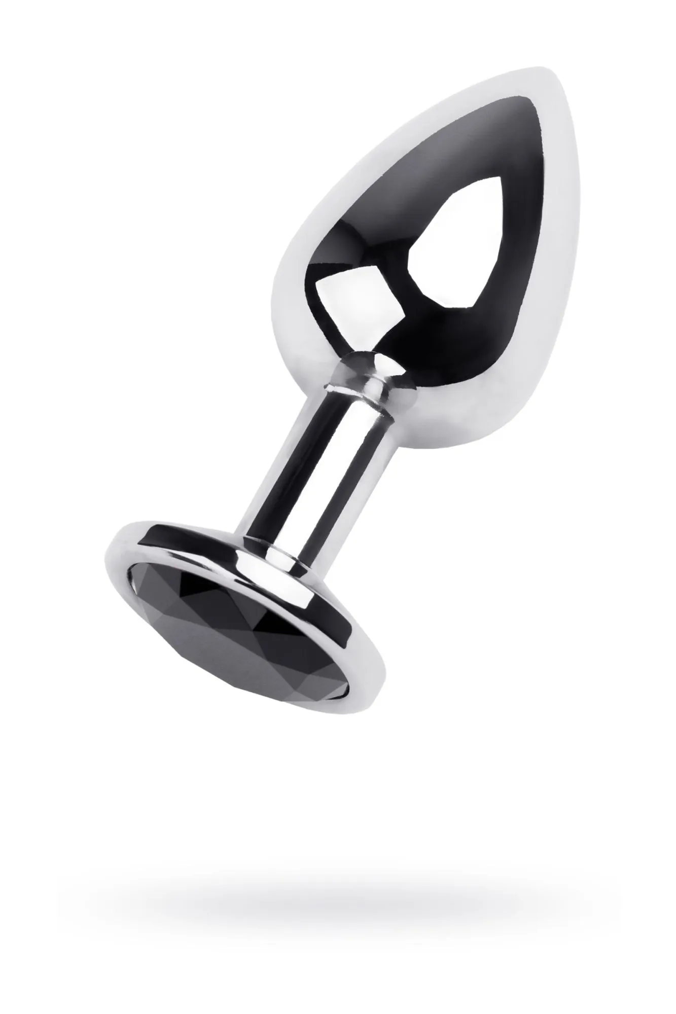 анальная втулка metal by toyfa, металл, серебряная, с чёрным кристаллом в 