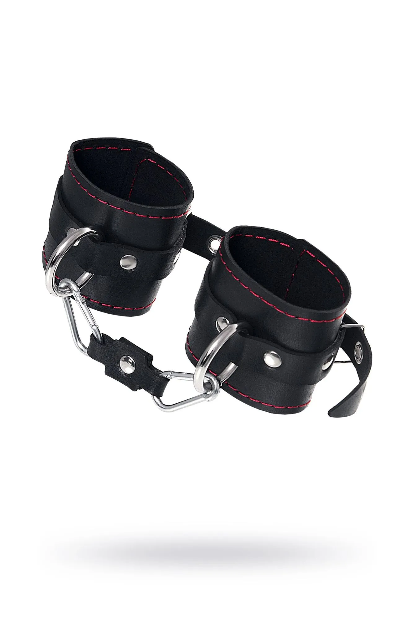наручники pecado bdsm, однослойные с контрастной строчкой, натуральная кожа, черные в 