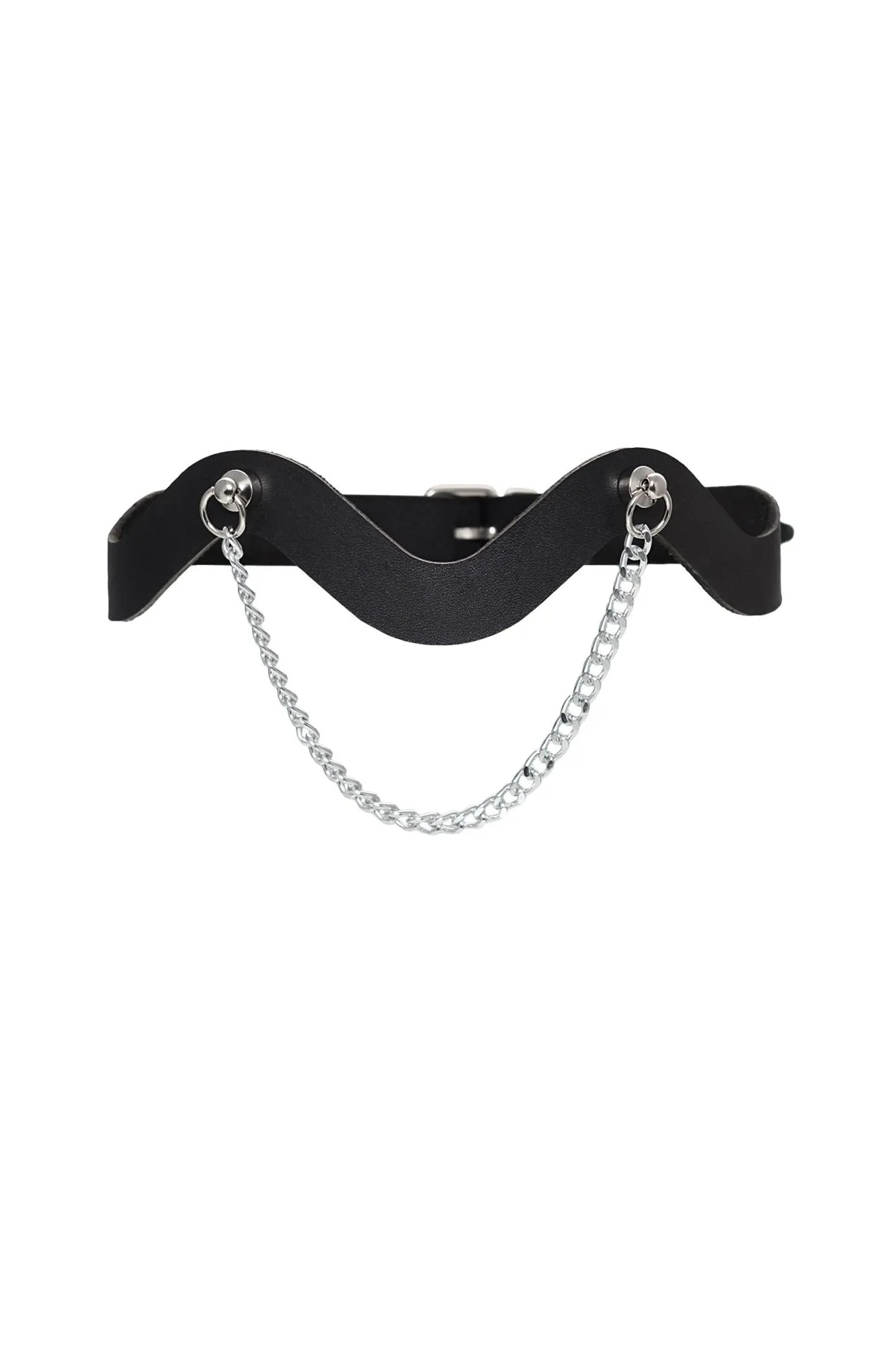 чокер-волна pecado bdsm, с цепочкой, натуральная кожа, черный в 