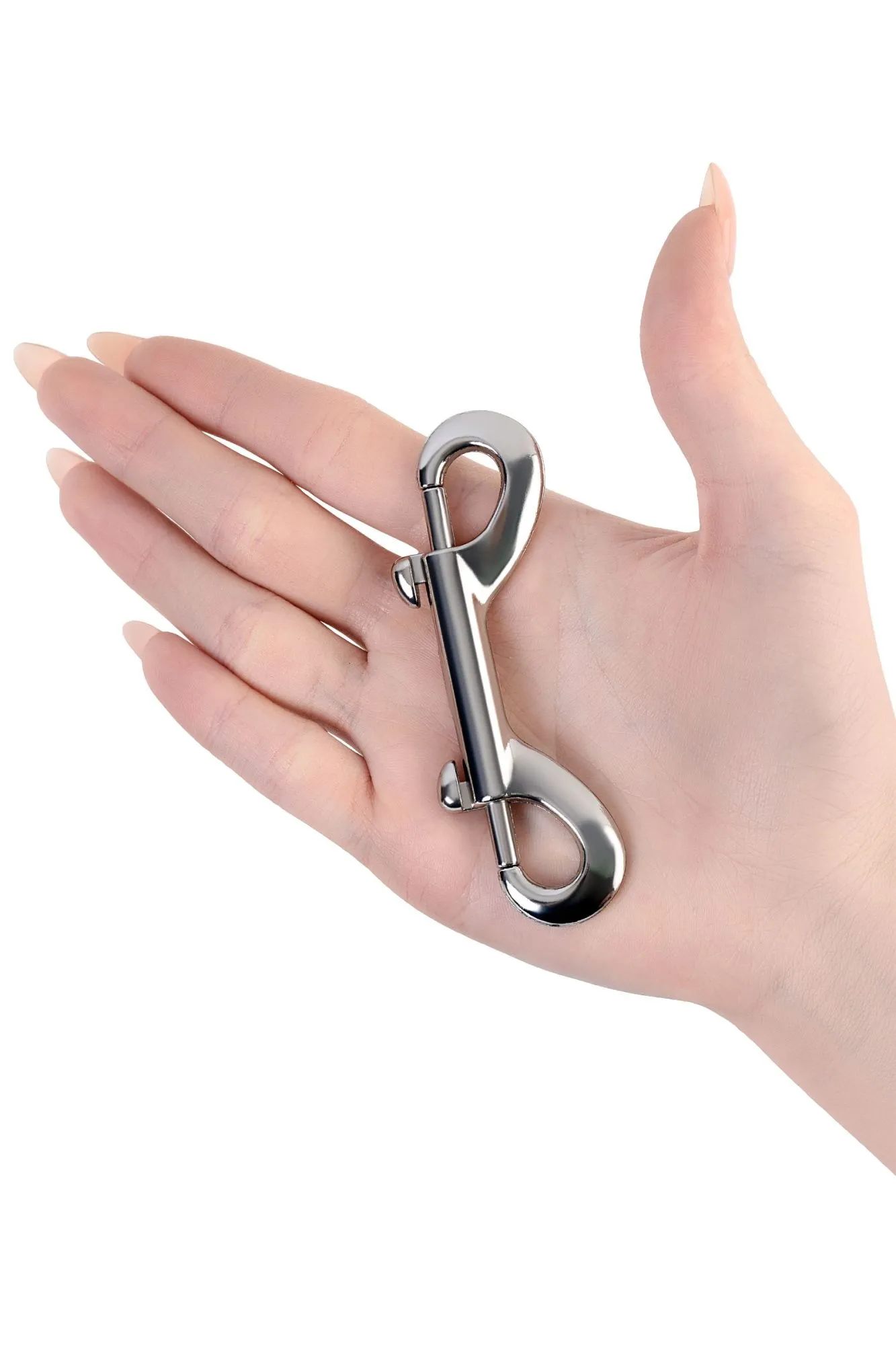 карабин двусторонний toyfa metal, металл, серебряный, 9 см в 