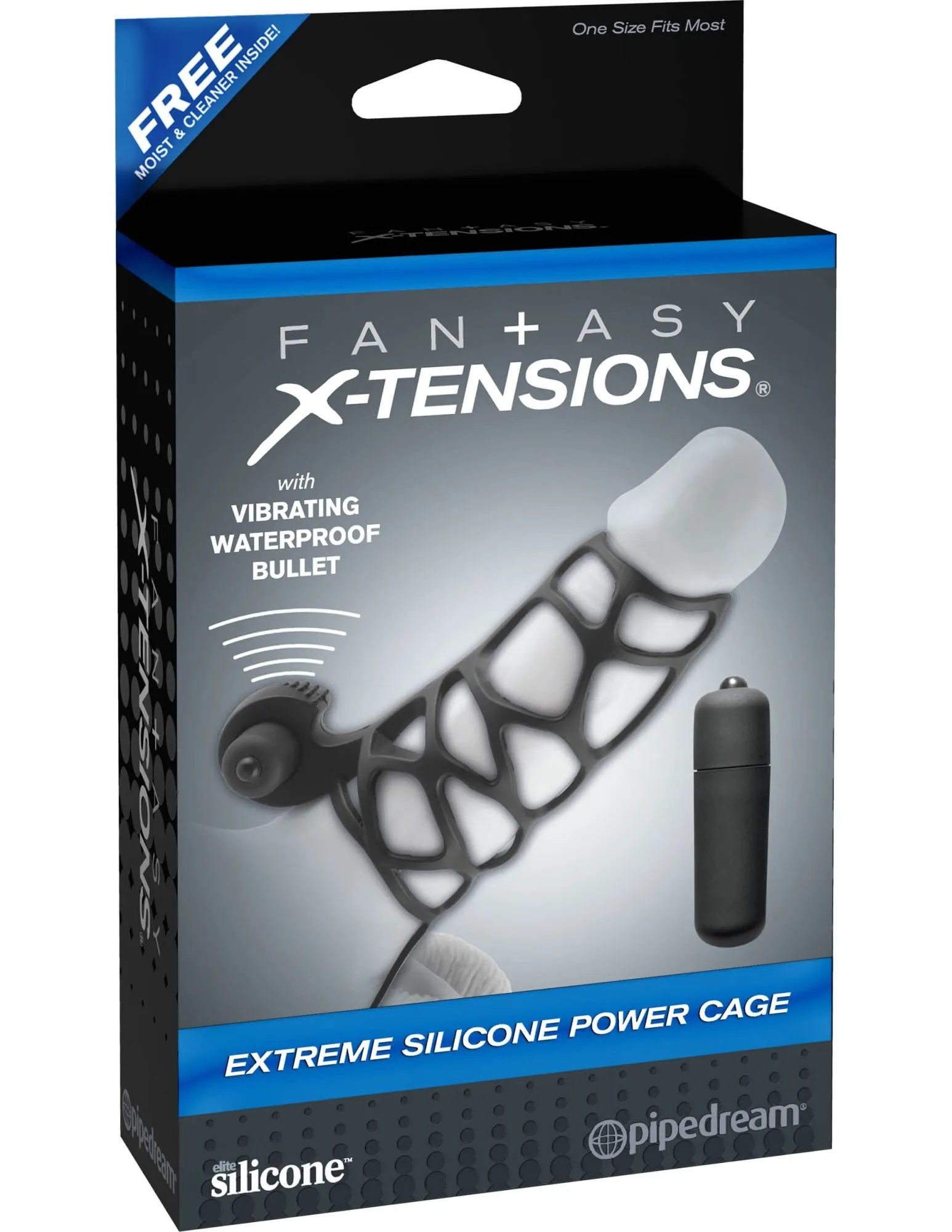 вибронасадка pipedream fantasy x-tensions extreme silicone power cage, чёрная в 