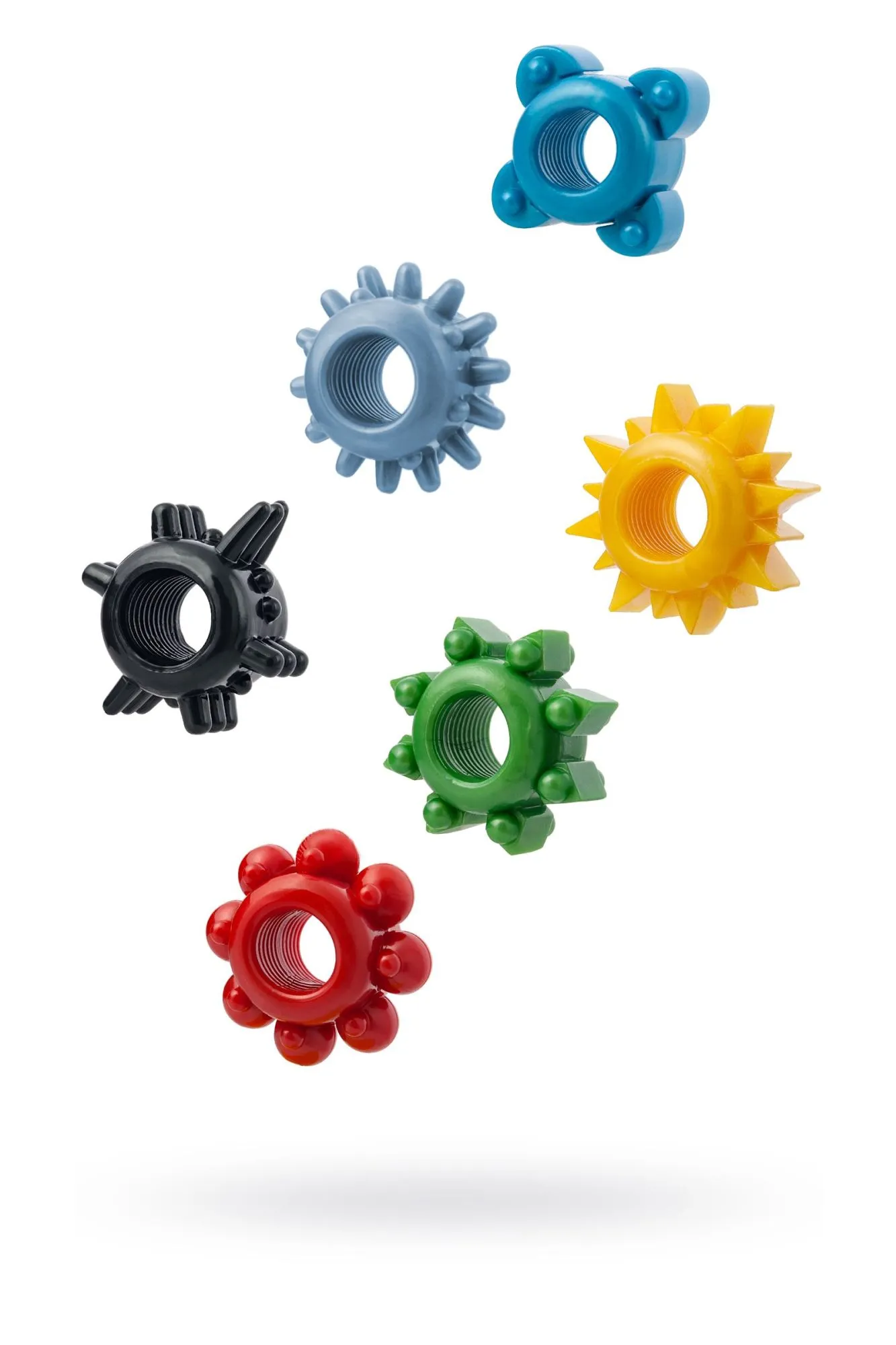 набор разноцветных колец на пенис toyfa 6 шт, tpe, ассорти в 