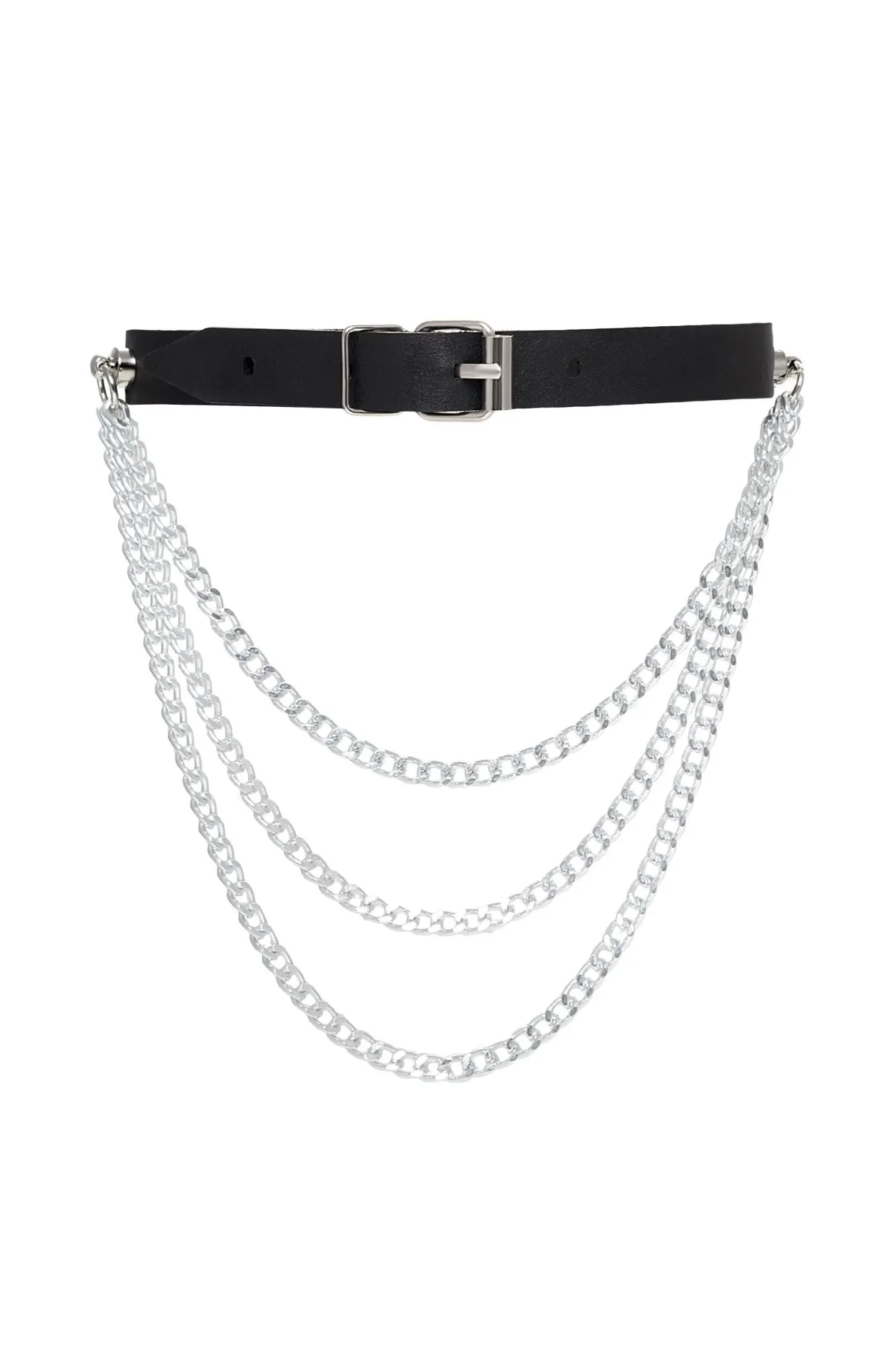 чокер pecado bdsm, с цепочками, модель 1, натуральная кожа, черный в 