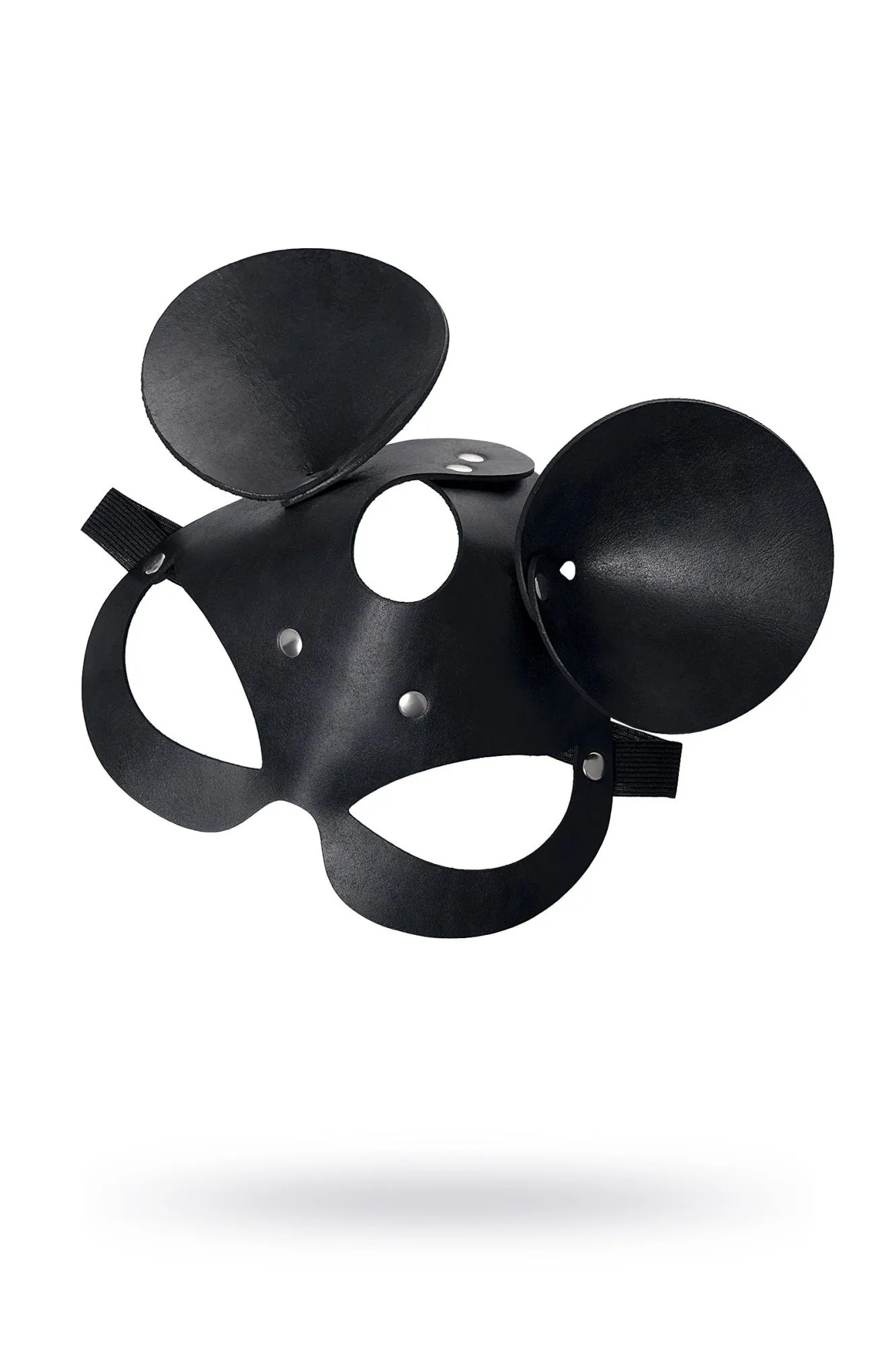 маска pecado bdsm, с ушками мышки, натуральная кожа, черный в 