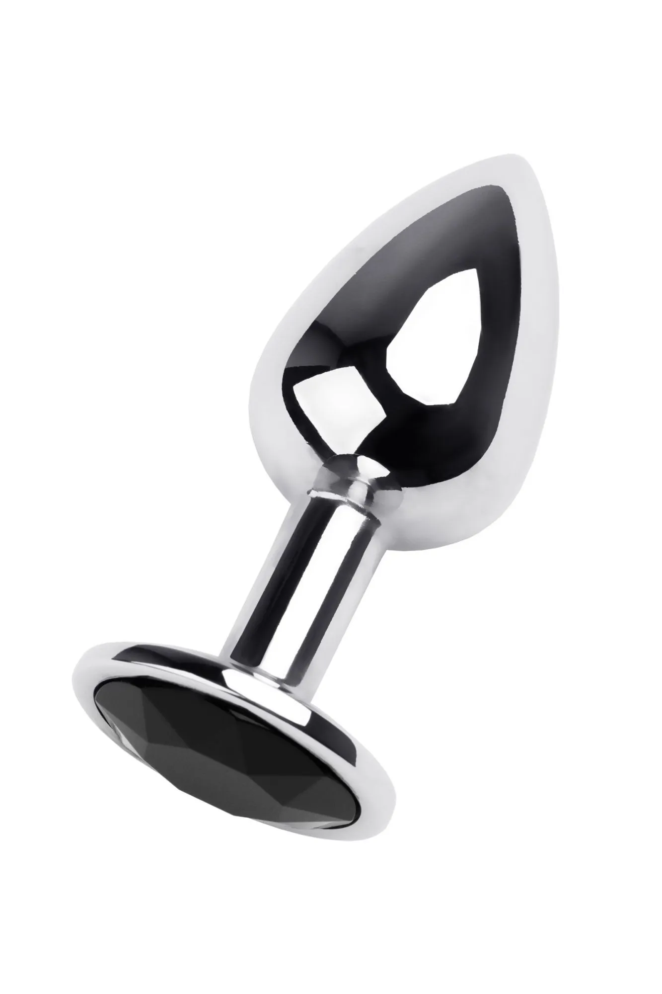 анальная втулка metal by toyfa, металл, серебряная, с чёрным кристаллом, 7 см, ø 2,8 см, 50 г в 