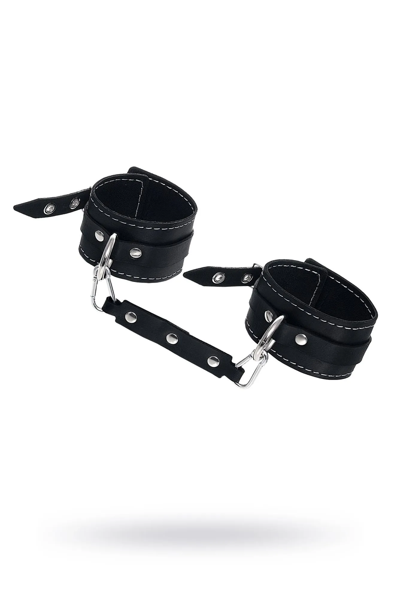 оковы pecado bdsm, двухслойные с белой строчкой, натуральная кожа, черные в 