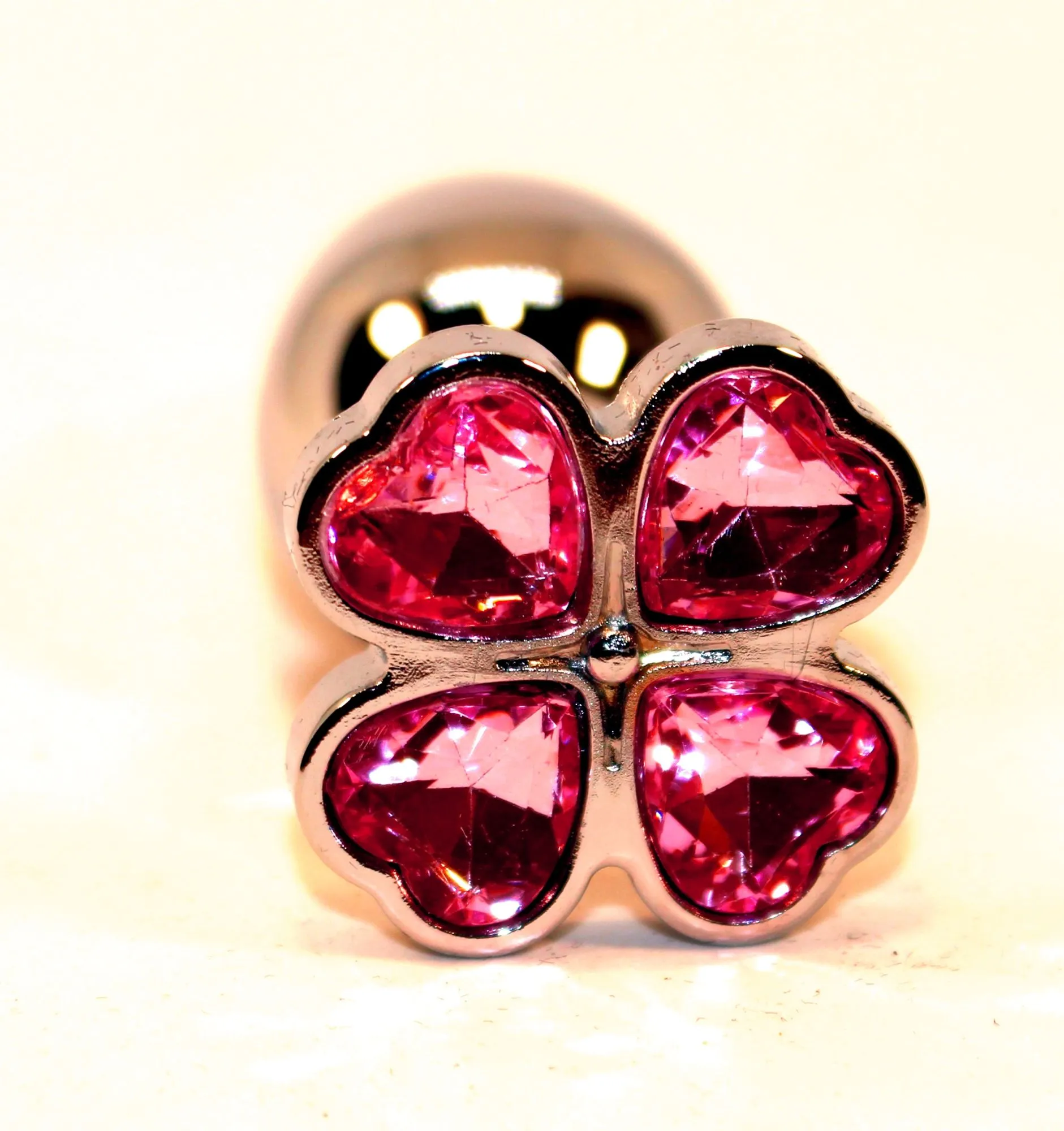 пробка анальная металл 7,5х2,8см с сердечком красный страз 47439-2mm в 