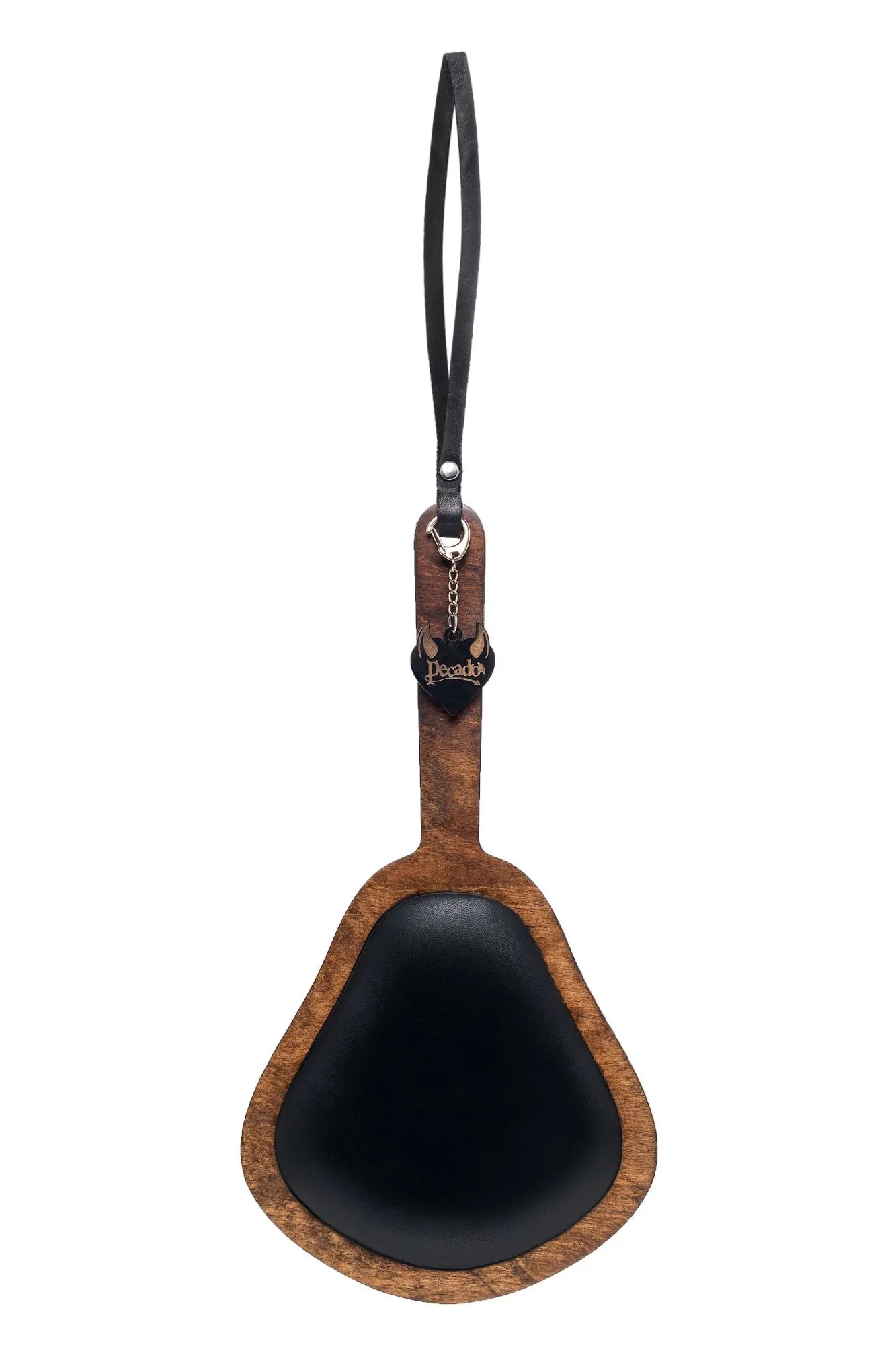 паддл pecado bdsm, большой с мягкой подушечкой, натуральная кожа и дерево, чёрный в 