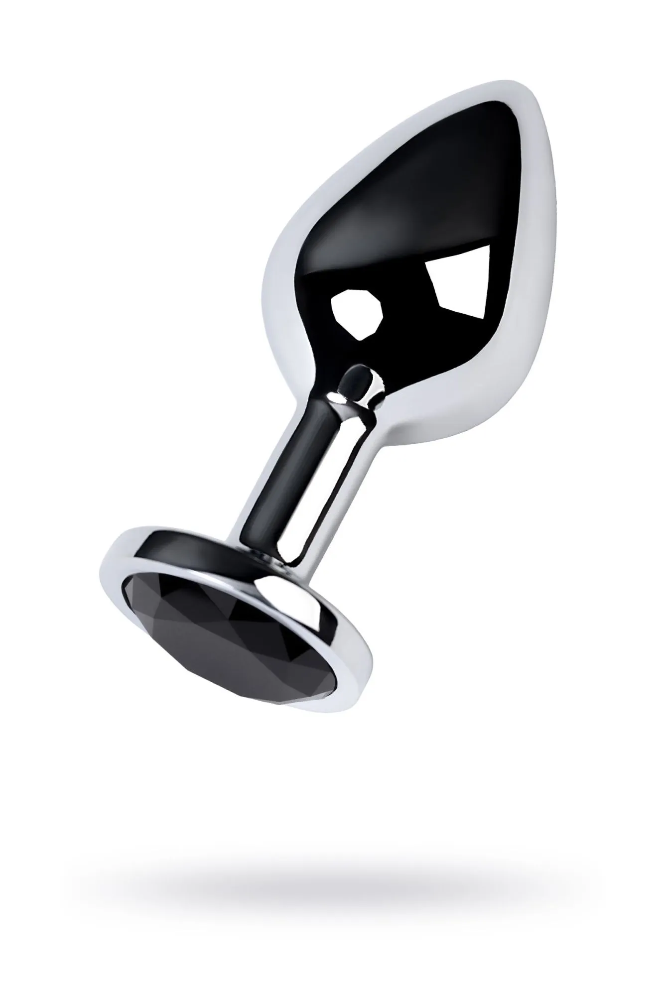 анальная втулка metal by toyfa, металл, серебряная, с чёрным кристаллом, 8 см, ø 3,4 см, 85 г в 