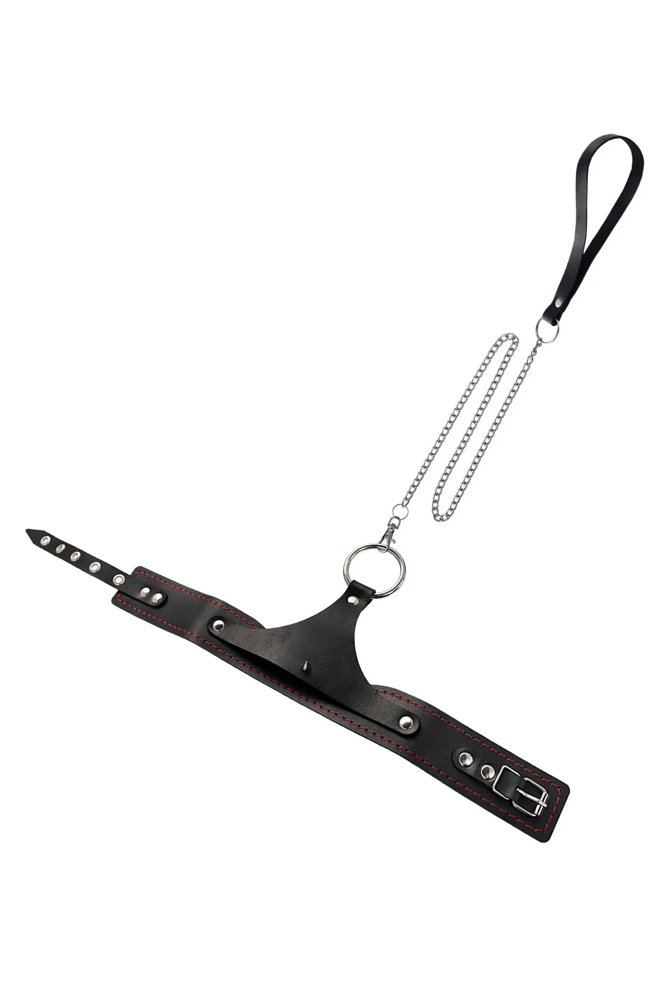 ошейник pecado bdsm, с контрастной строчкой, натуральная кожа, чёрный в 